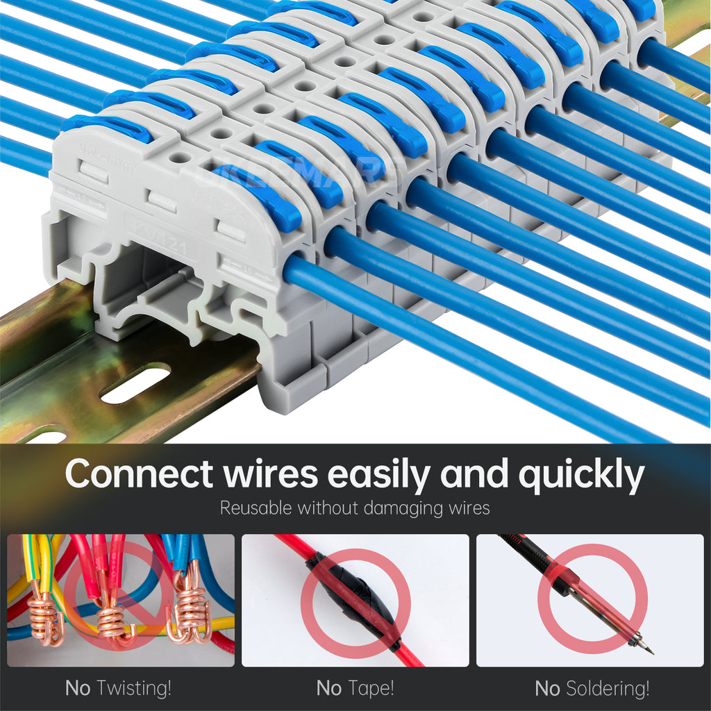 Dim Connectors DIN Rail Wire Nut Terminal Blocks | KV-121(Blue) – GKEEMARS