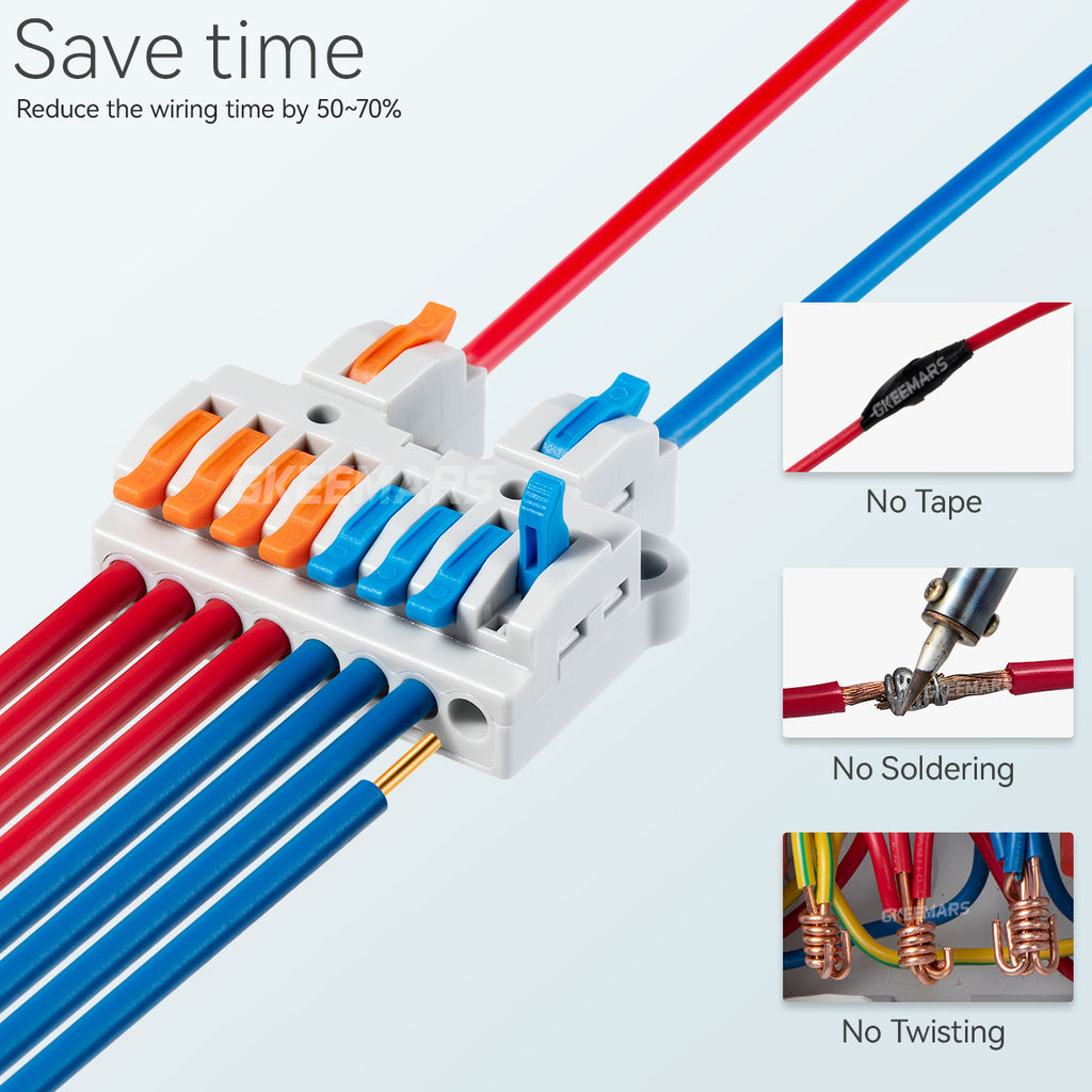 Wire Connector Guide DIN Rail Wire Splicing Connector | 2 in 8 out ( KV428 ) – GKEEMARS