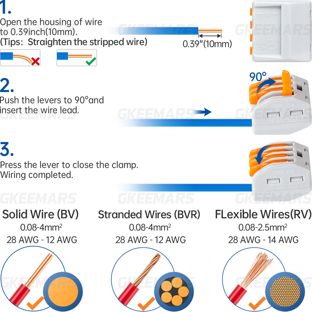 4 Cable Connection 4 Conductor Wire Connector Types for Domestic Appliance | GKEEMARS