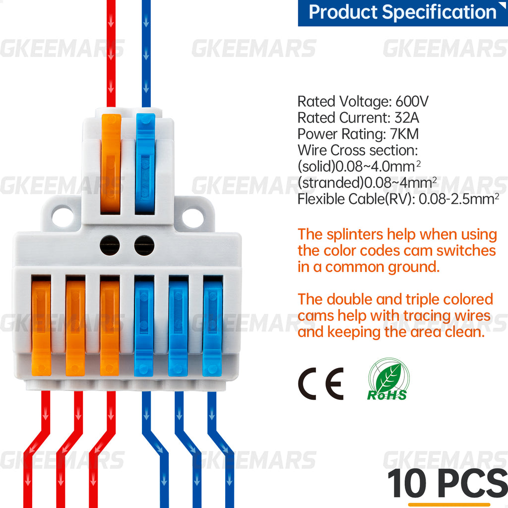 Buy rtsense 2 Way 3 Way Quick Push Electric Wire Connectors, Screwless  Quick Electrical Connector High Pressure Resistant Splice Lock Wire  Terminals Push Connector Wire Connector (White, Pack of 10) Online at